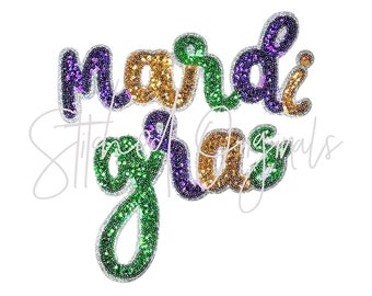 Mardi Gras Sequin and Silver Glitter Patch, Iron on Patch, DIY patch