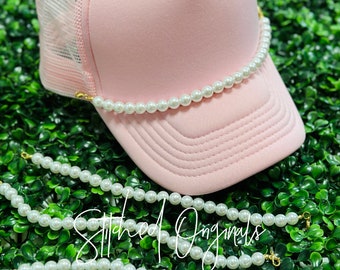 Faux Pearl Trucker Hat Chain