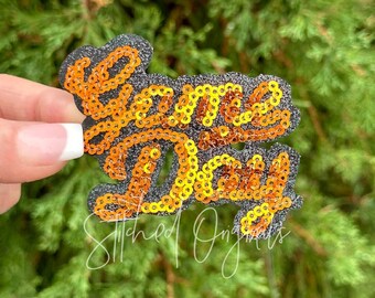 Orange Sequin Game Day Iron-On Patch, Trucker Hat Patch