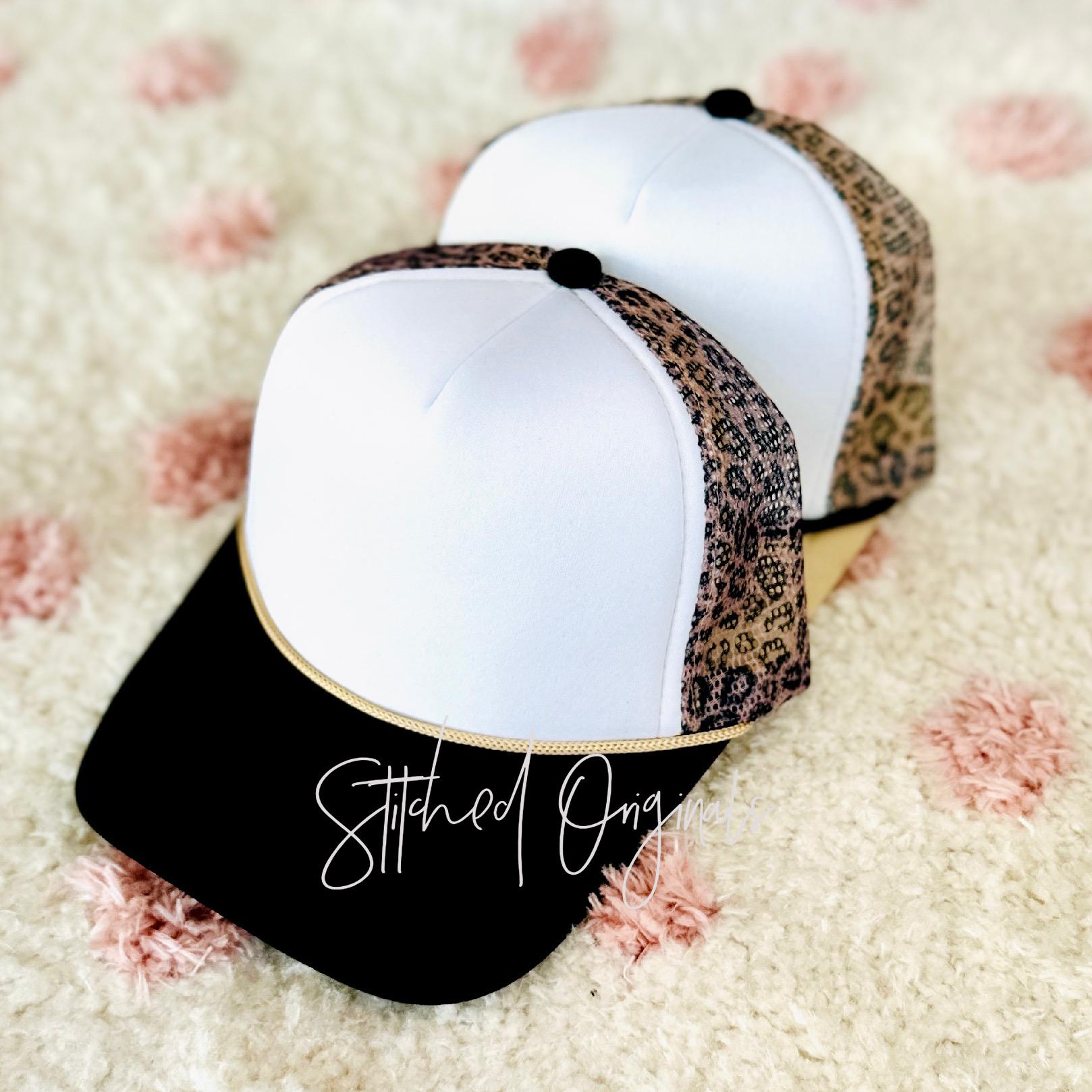 OOAK Boho Leopard Trucker Hat | Handmade Doily & Vintage Jewelry Snapback Wholesale Low Profile BK Caps Soft Structured Distressed  main image 2