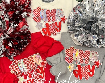 Red & Silver Holographic Game Day Patch: Iron-On DIY Applique