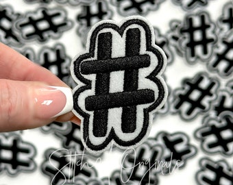 Black and White Hashtag Patch, Trucker Cap Patch, Iron On, DIY patch, Hashtag Patch