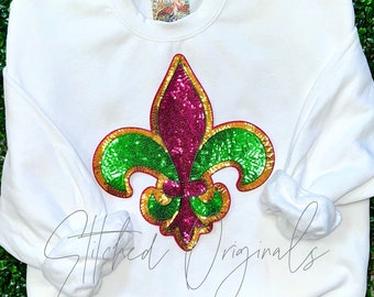 Sequin Fleur De Lis Iron On Patch, Mardi Gras DIY