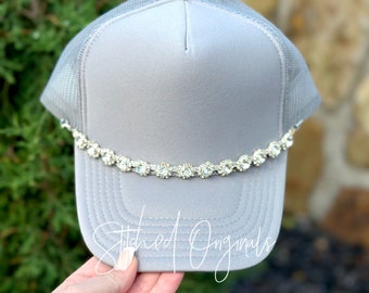 Rhinestone Silver Plated Trucker Hat Chain, 10" Length