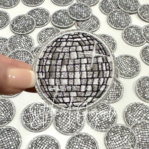 Silver Disco Ball Patch, Trucker Cap Patch, Iron On, DIY patch, Disco Ball