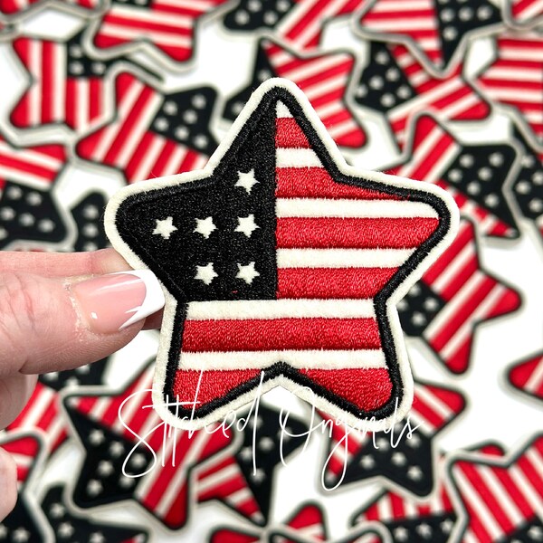 USA Small Star Flag Patch, Red White and Blue, Patriotic, DIY Patch, American Flag