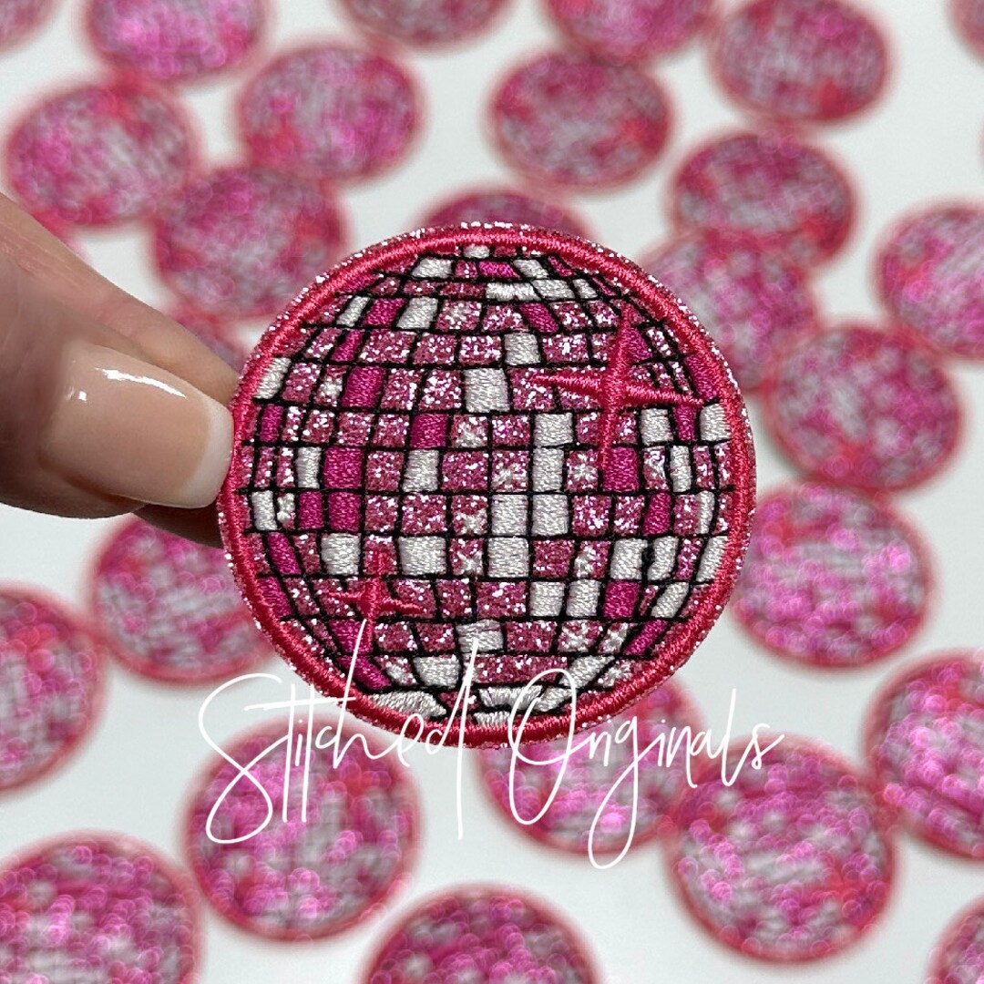Hot Pink Disco Ball Patch, Trucker Cap Patch, Iron On, DIY Patch, Disco ...