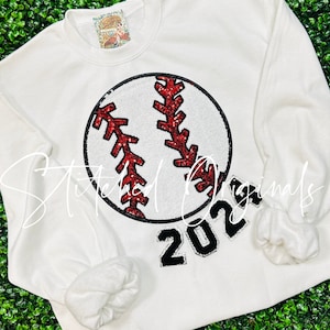 Large Sequin Baseball Patch, Red Stitches, DIY Iron On Applique