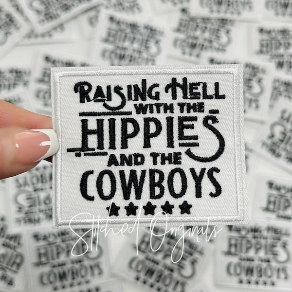 Hippies and Cowboys Patch, Trucker Cap Patch, Iron On, DIY patch, Truck Bar Patch