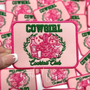 Cowgirl Cocktail Club Patch, Trucker Cap Patch, Iron On, DIY patch, Cowgirl Patch