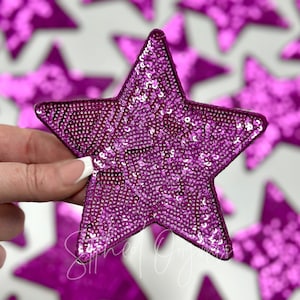 Violet 5&quot; Sequin Star Patch, Iron on Patch, DIY Patch, Sequin Star