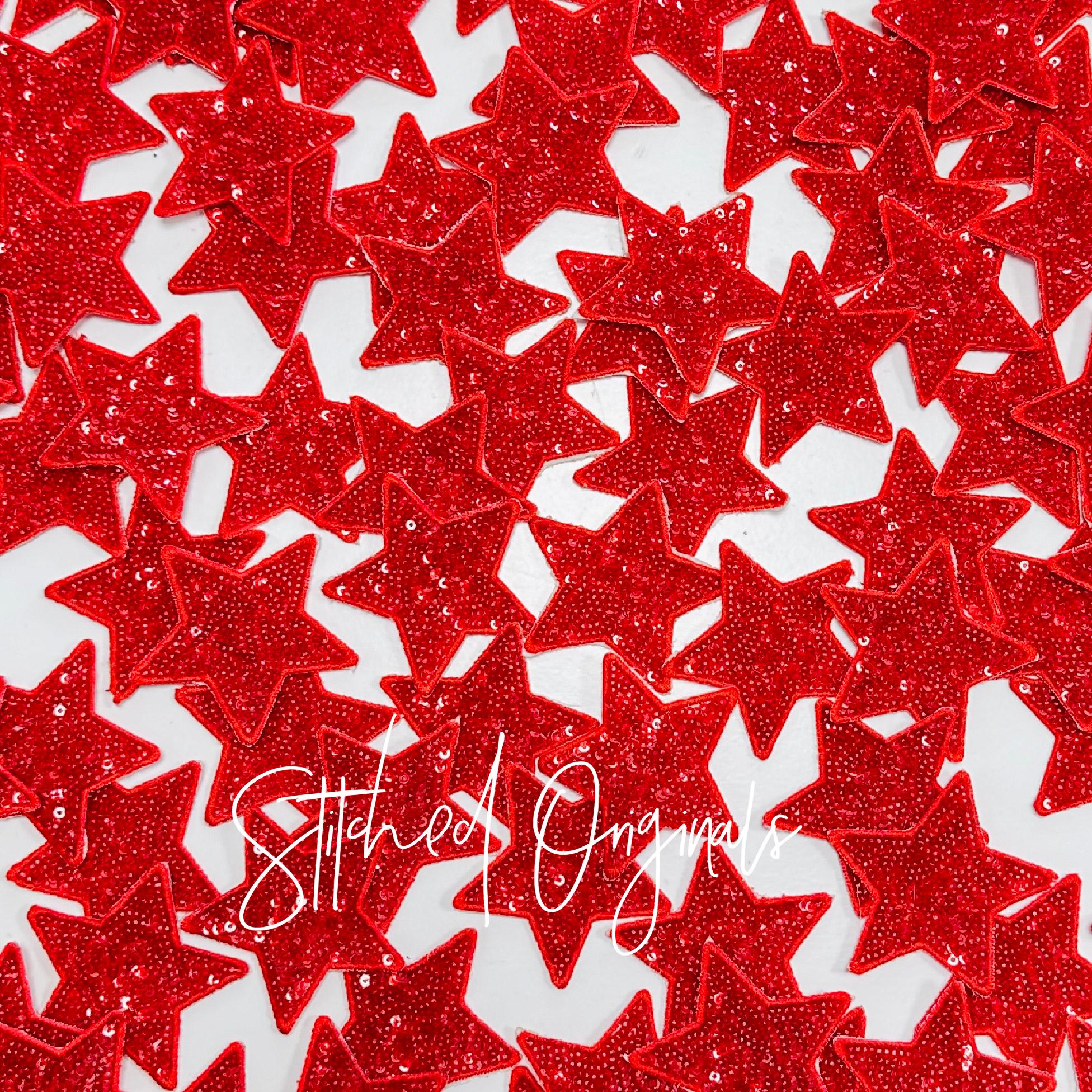 Red 2.5" Sequin Star Patch, Iron on Patch, DIY Patch, Sequin Star