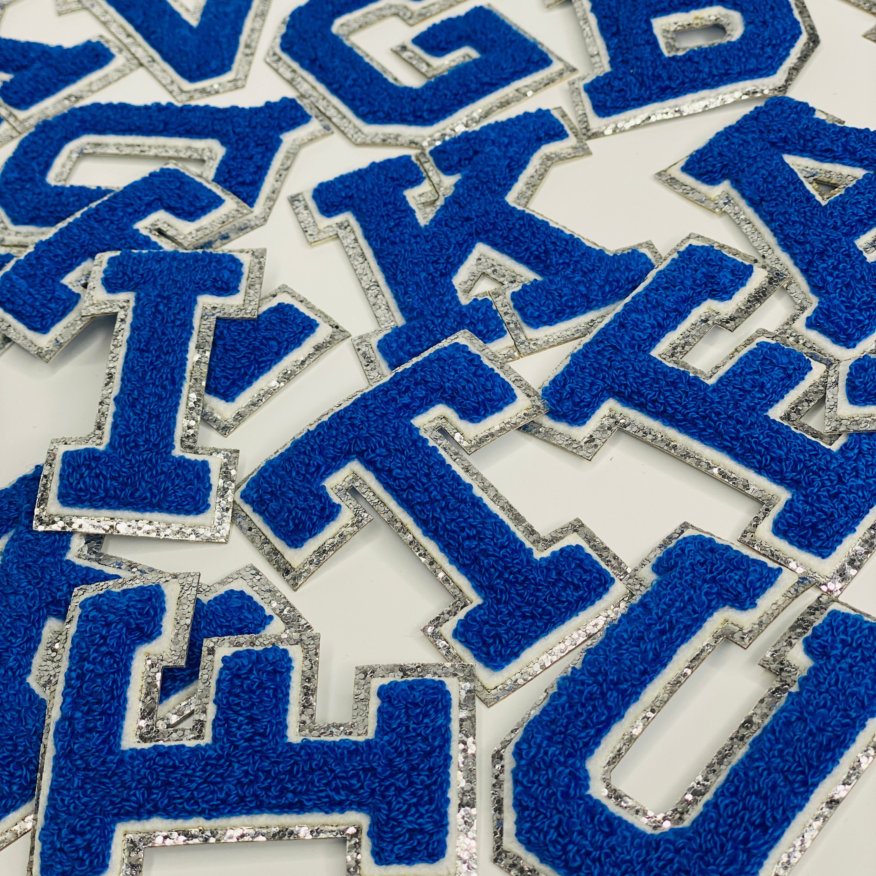 Chienelle Lettering NEW Royal Blue 3.12 Chenille Letters SILVER Glitter - Etsy