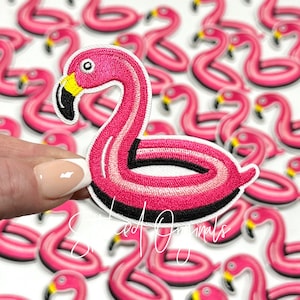 Pink Flamingo Pool Float Iron on Patch, DIY Patch, Pink Preppy, Custom Patch, Iron On, Trucker Hat Patch