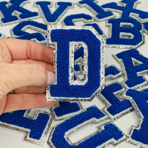 Iron on Letter Patches for Jackets Varsity Letter Patches for Team Costume  Chenille Letters Large Iron on Letters Glitter White Iron Letters for