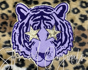 Purple Tiger Custom Patch, Tiger Star Eyes Patch, Trendy Patch, Iron on Patch, DIY Patch