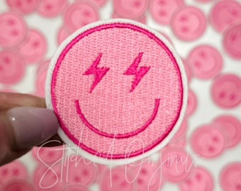 Pink Smile Patch, Trucker Cap Patch, Iron On, DIY patch, Preppy Patch