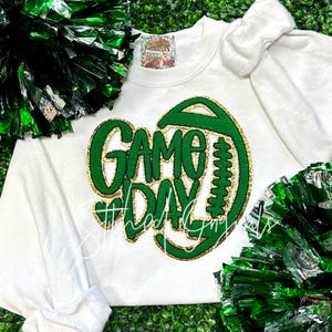 Green Football Game Day Patch, Iron on Patch, Chenille Gold Glitter Patch, DIY Patch, Preppy Football, Gameday