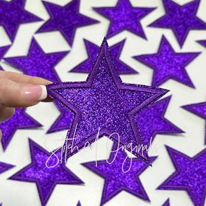 Purple Glitter Star Patch, Iron On, DIY, Star