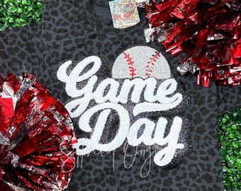 Sequin Baseball Chenille Patch, Iron On Game Day Applique (10.5" x 9.25")
