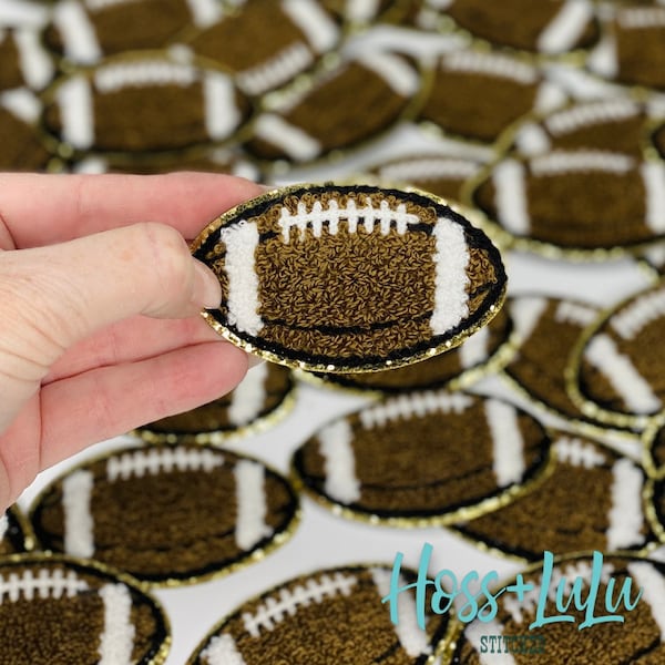 3.12” Football Chenille Patch, Gold Glitter, Custom Chenille Patch, Game Day Patch, Homecoming, Football, DIY