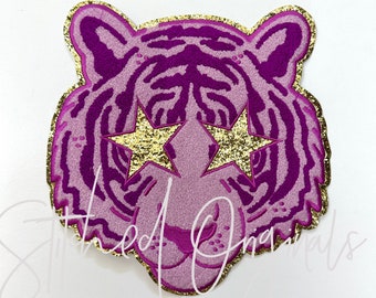 VIOLET Tiger Custom Patch, Tiger Star Eyes Patch, Trendy Patch, Iron on Patch, DIY Patch