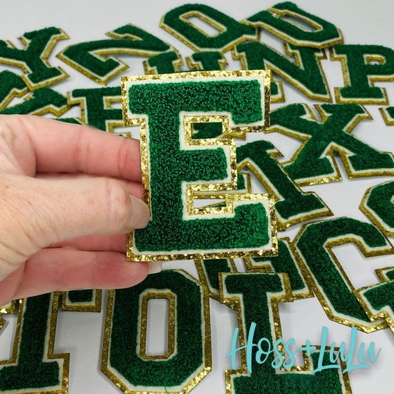 3.12 Chenille Letters Iron on Patch,chenille Letter Gold Glitter