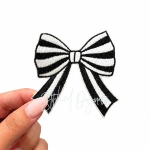 Striped Black Bow Iron-On Patch, Trucker Hat DIY