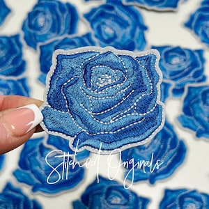 Blue Rose Patch, iron on patch, diy patch, Trucker Hat Patch