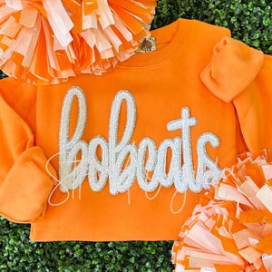 Bobcats Sequin Patch: Silver Glitter, Iron On, Game Day