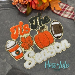 Fall Tis The Season Chenille Patch, iron on patch, diy patch, pumpkin, fall patch