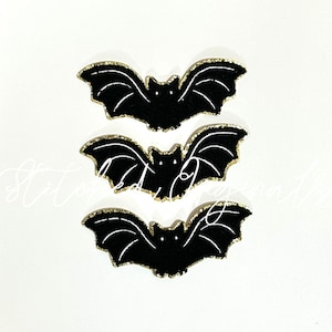 Bat Chenille Patch, BLACK with GOLD Glitter, Halloween Patch, Diy