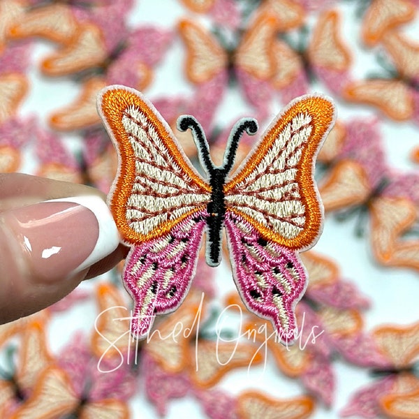 Orange Butterfly Patch, Trucker Cap Patch, Iron On, DIY patch, Preppy Patch