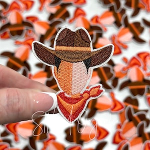 Cowboy with Hat Patch, Trucker Hat Patch, Iron On, DIY patch, Cowboy Patch