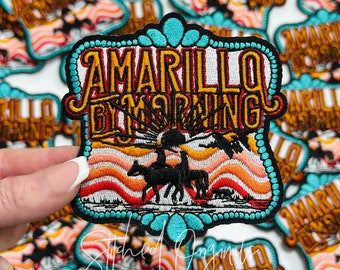 Amarillo Sunset Patch, Trucker Cap Patch, Iron On, DIY patch, Hat Bar Patch
