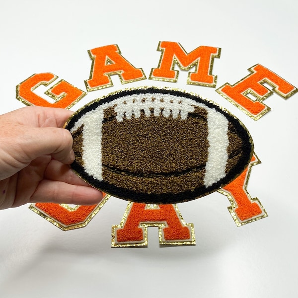 Football 6.45" Chenille Patch, Gold Glitter, Custom Chenille Patch, Game Day Patch, Homecoming, Football, DIY