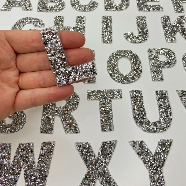 Hotfix Rhinestone Iron on Letter Patch, Bling Iron on Letters, Glitter