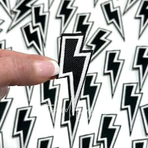 Black and White Lightning Bolt Patch, Trucker Cap Patch, Iron On, DIY patch, Lightning Bolt Patch