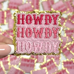 Pink Howdy Howdy Howdy Patch, Trucker Cap Patch, Iron On, DIY patch, HOWDY Patch