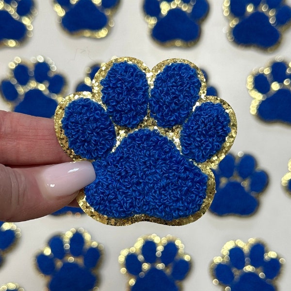 Paw Patch Royal Blue with Gold, Iron on paw patch, DIY paw patch