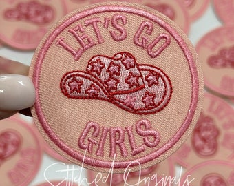 Let’s Go Girls Embroidered Patch, Trucker Cap Iron On, Cowgirl DIY