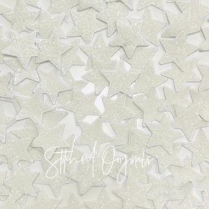 White Sequin Star Iron-On Patch - 2.5" DIY Applique