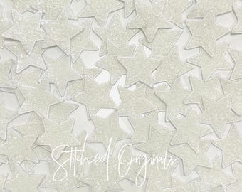 White Sequin Star Iron-On Patch - 2.5" DIY Applique