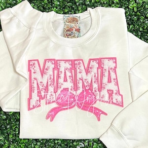 MAMA Chenille Patch, Pink MAMA patch with Pink Sequins, iron on, diy Patch, MAMA patch