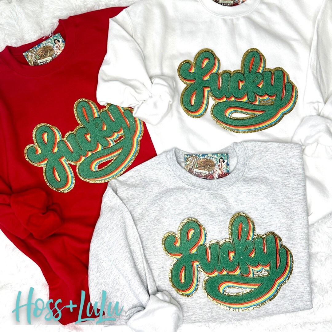 Lucky Custom Iron on Patch Gold Glitter Backing DIY Patch Etsy