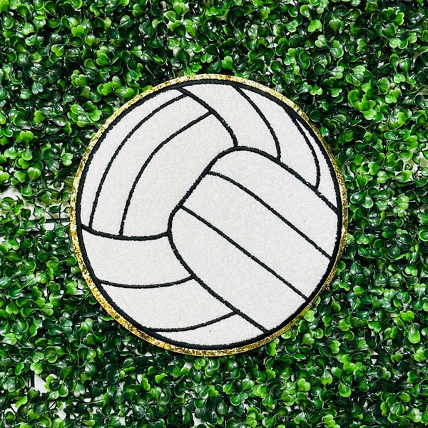 Volleyball Chenille Patch, Gold backing, Chenille patch, diy patch, Volleyball