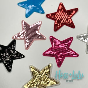 Sequin Star Patch, 3” Sequin Star iron on patch, diy patch