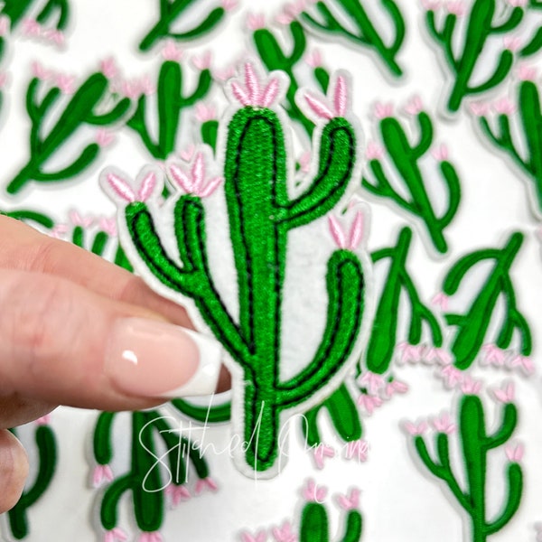 Cactus Patch, Trucker Cap Patch, Iron On, DIY patch, Cactus Pink Flower