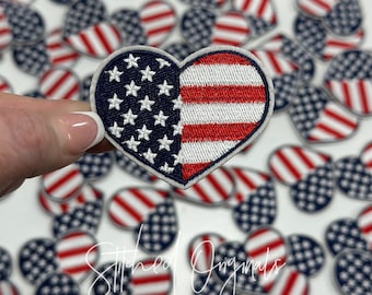 American Flag Heart Patch, Patriotic DIY Applique