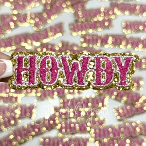 Pink Howdy Gold Glitter Patch, Trucker Cap Patch, Iron On, DIY patch, Howdy Patch